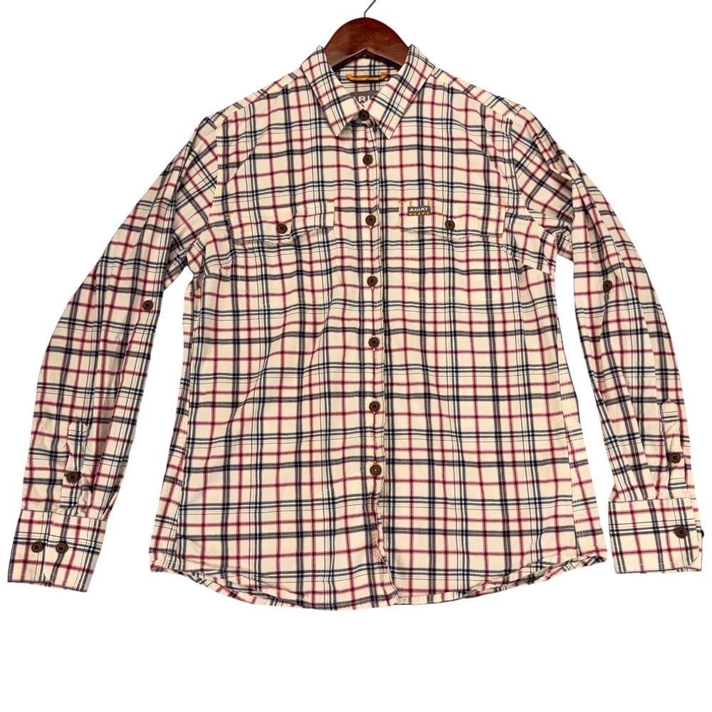 Ariat Rebar Shirt Womens S Plaid DuraStretch Button Up Western Workwear Roll Tab